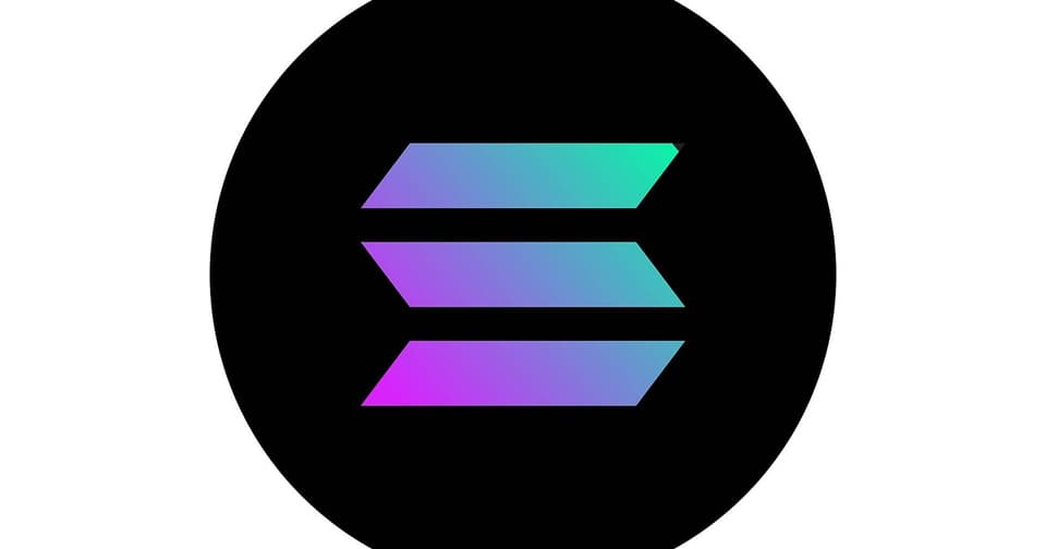 Colorful gradient design of the Solana cryptocurrency logo shown on a black background